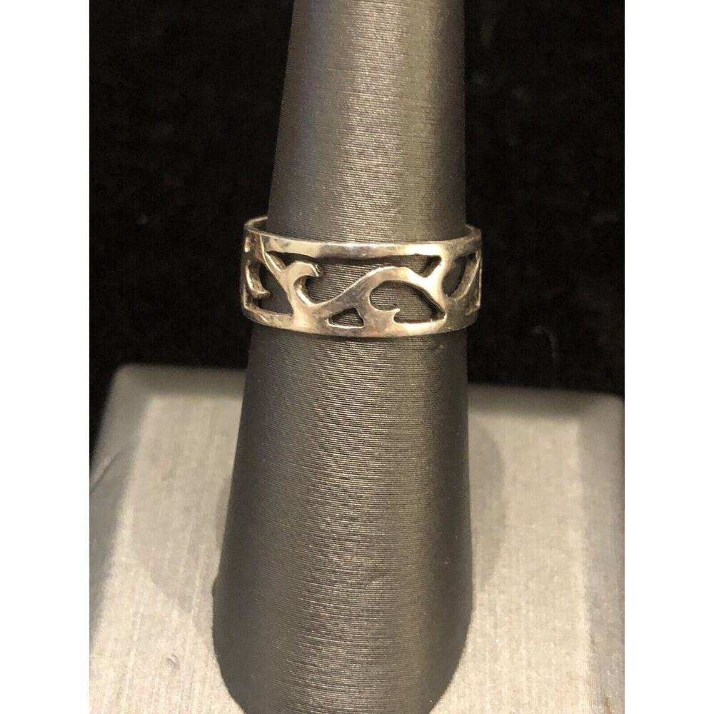 Sterling Silver Tidal Wave 7mm Wide Band Ring Sz 6.75 925